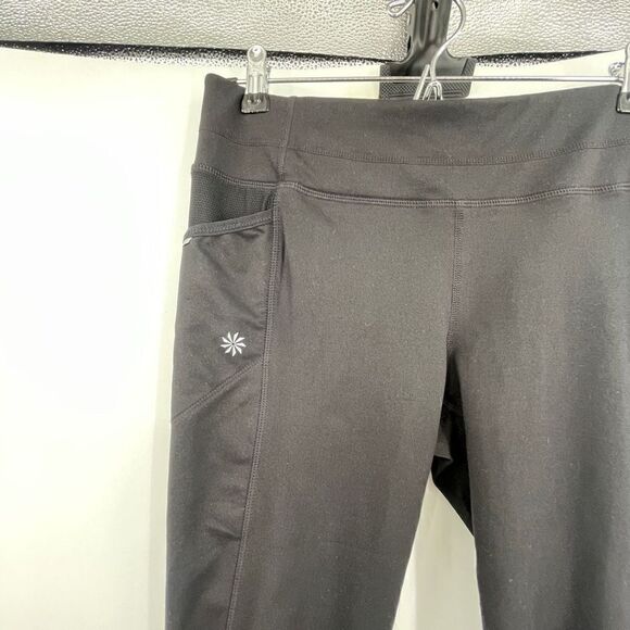 Athleta Black Athletic Mesh Dot Yoga Full-On Capri Cropped Leggings Medium - Picture 2 of 7